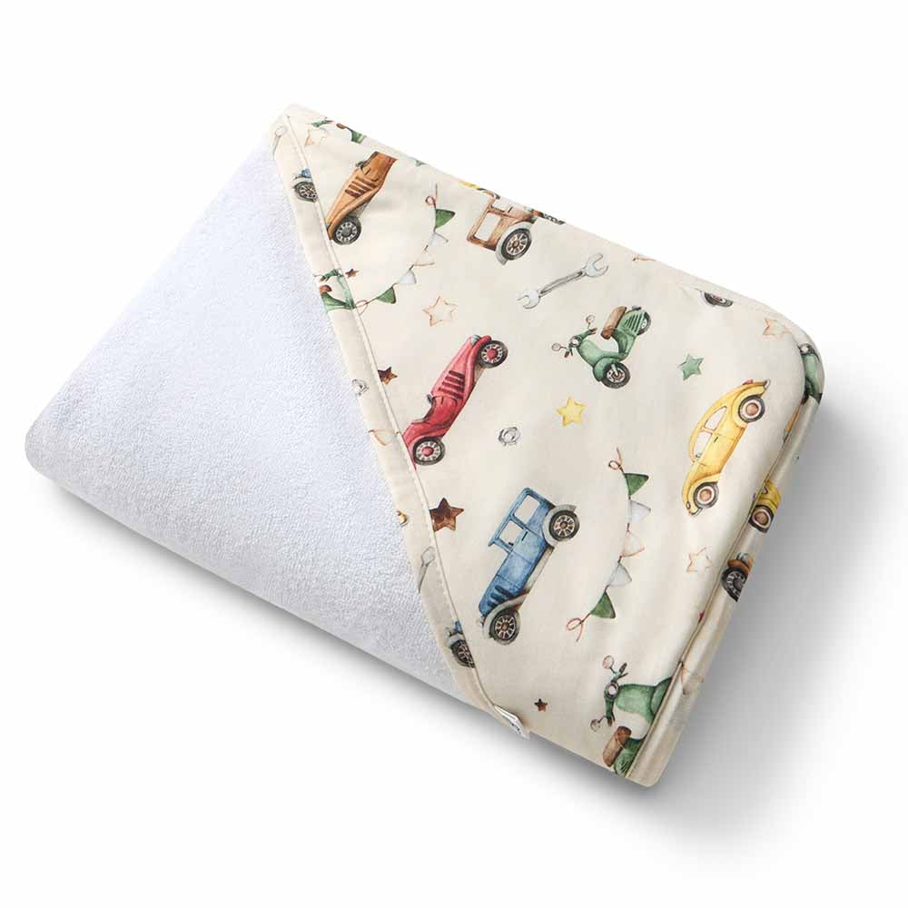 Vintage Car Organic Hooded Baby Towel