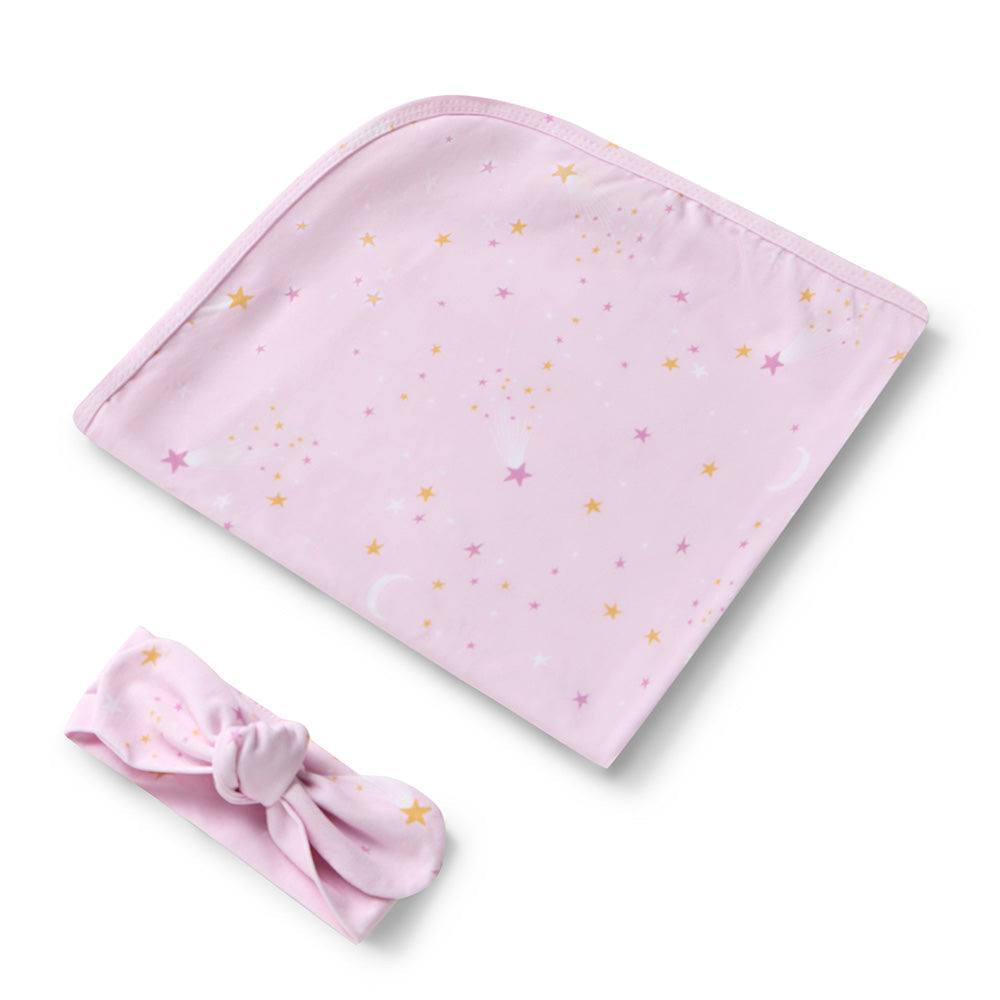 Twinkle Organic Jersey Wrap & Beanie Set