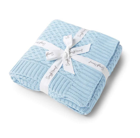 Baby Blue Diamond Knit Baby Blanket