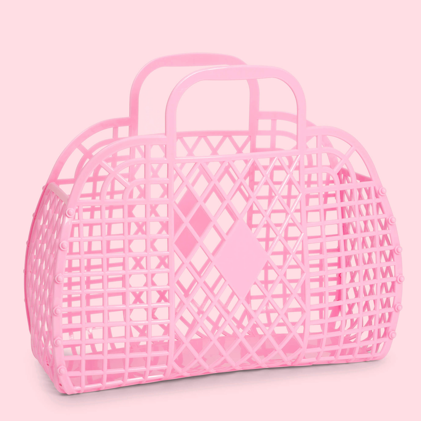 Large Retro Basket - Bubblegum Pink