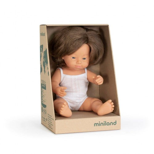 Caucasian Brunette Down Syndrome Girl 38cm - Anatomically Correct