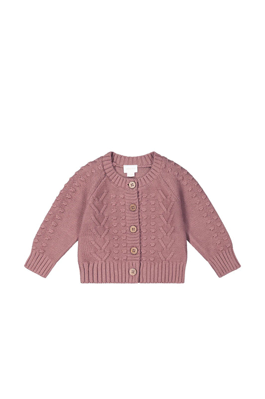 Cable Cardigan - French Rose