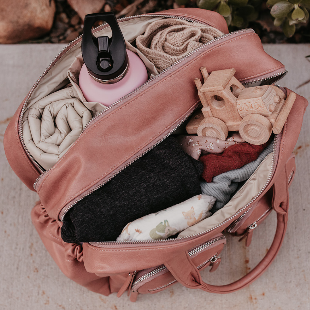 Carry All Nappy Bag - Dusty Rose Vegan Leather