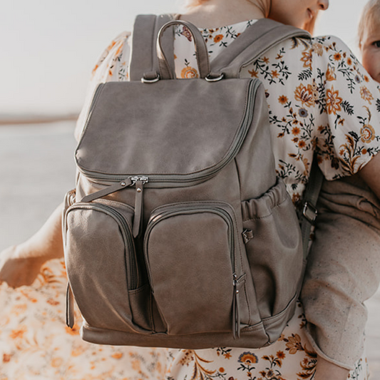 Signature Nappy Backpack - Taupe Vegan Leather