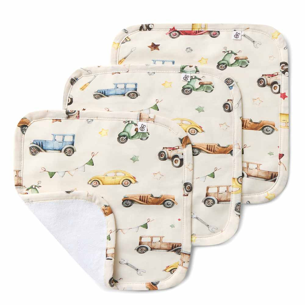 Vintage Car Organic Wash Cloth 3pk