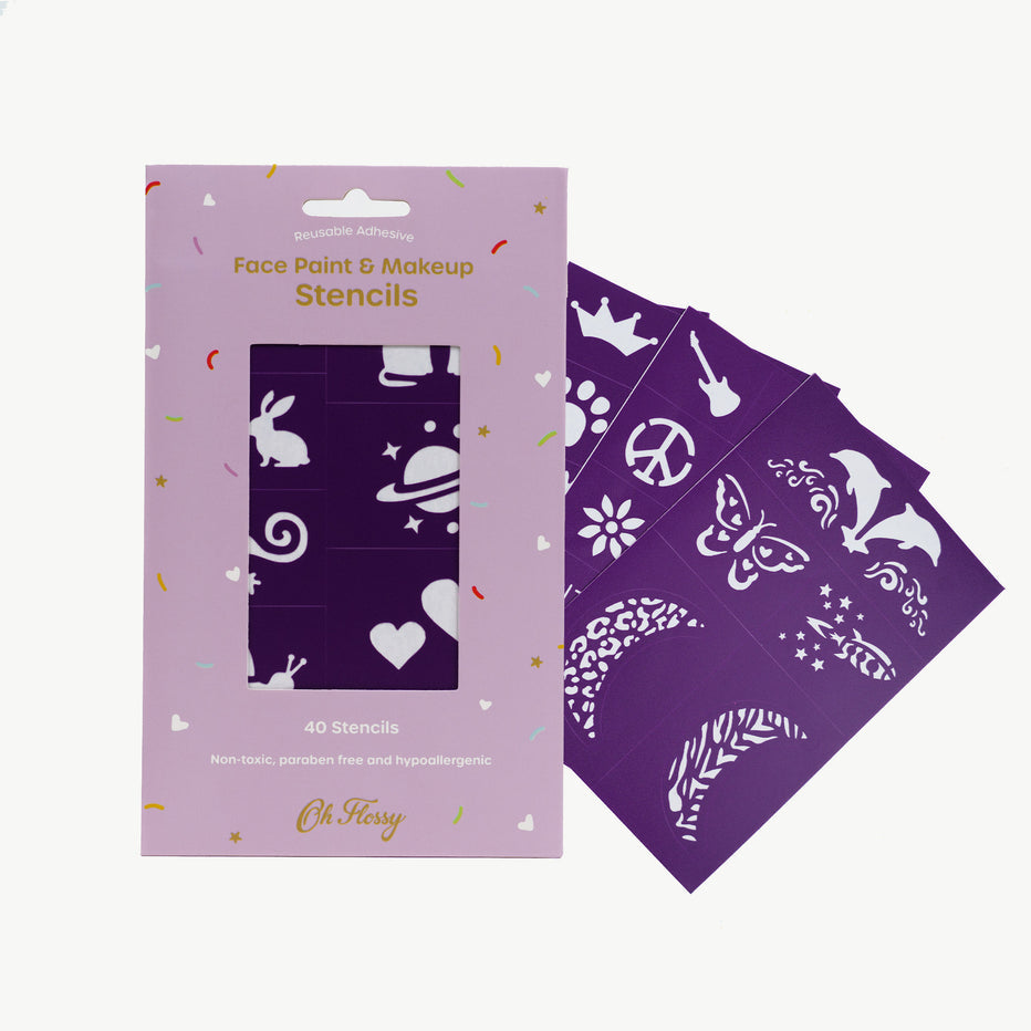 Reusable Adhesive Face Face Paint & Makeup Stencils Purple