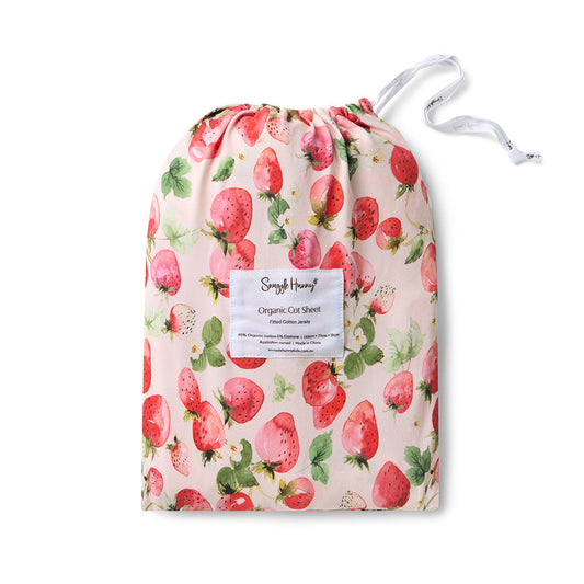 Strawberry Organic Fitted Cot Sheet