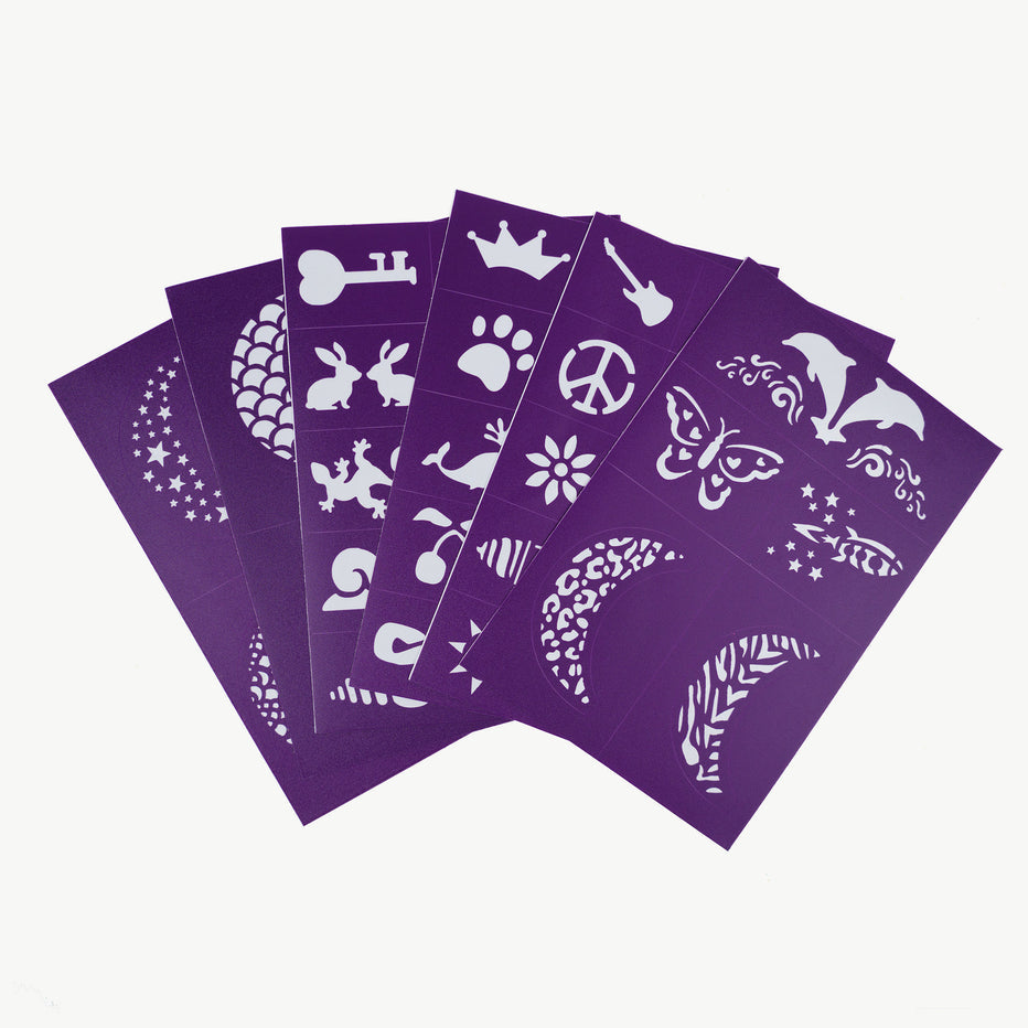 Reusable Adhesive Face Face Paint & Makeup Stencils Purple