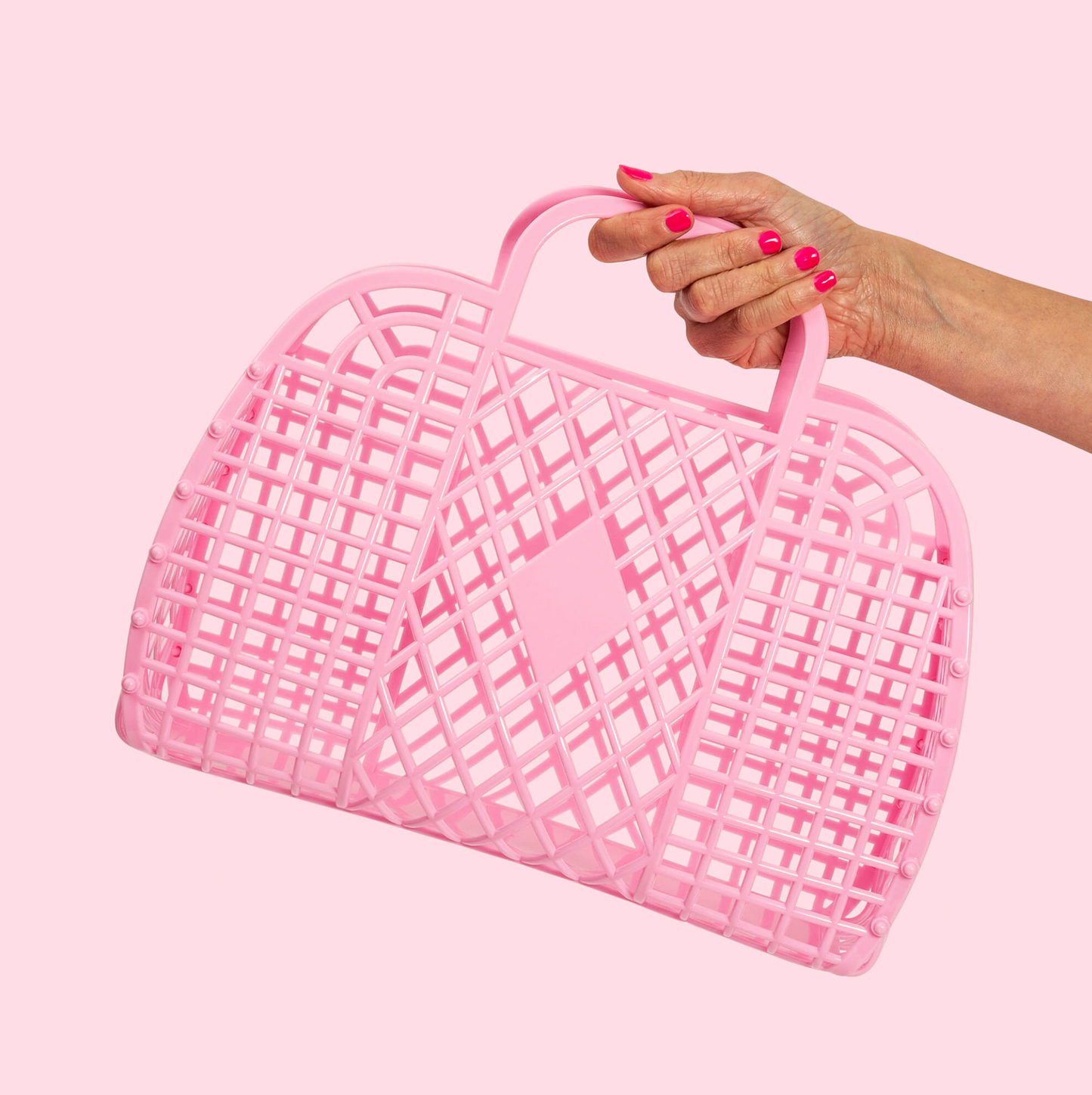 Large Retro Basket - Bubblegum Pink
