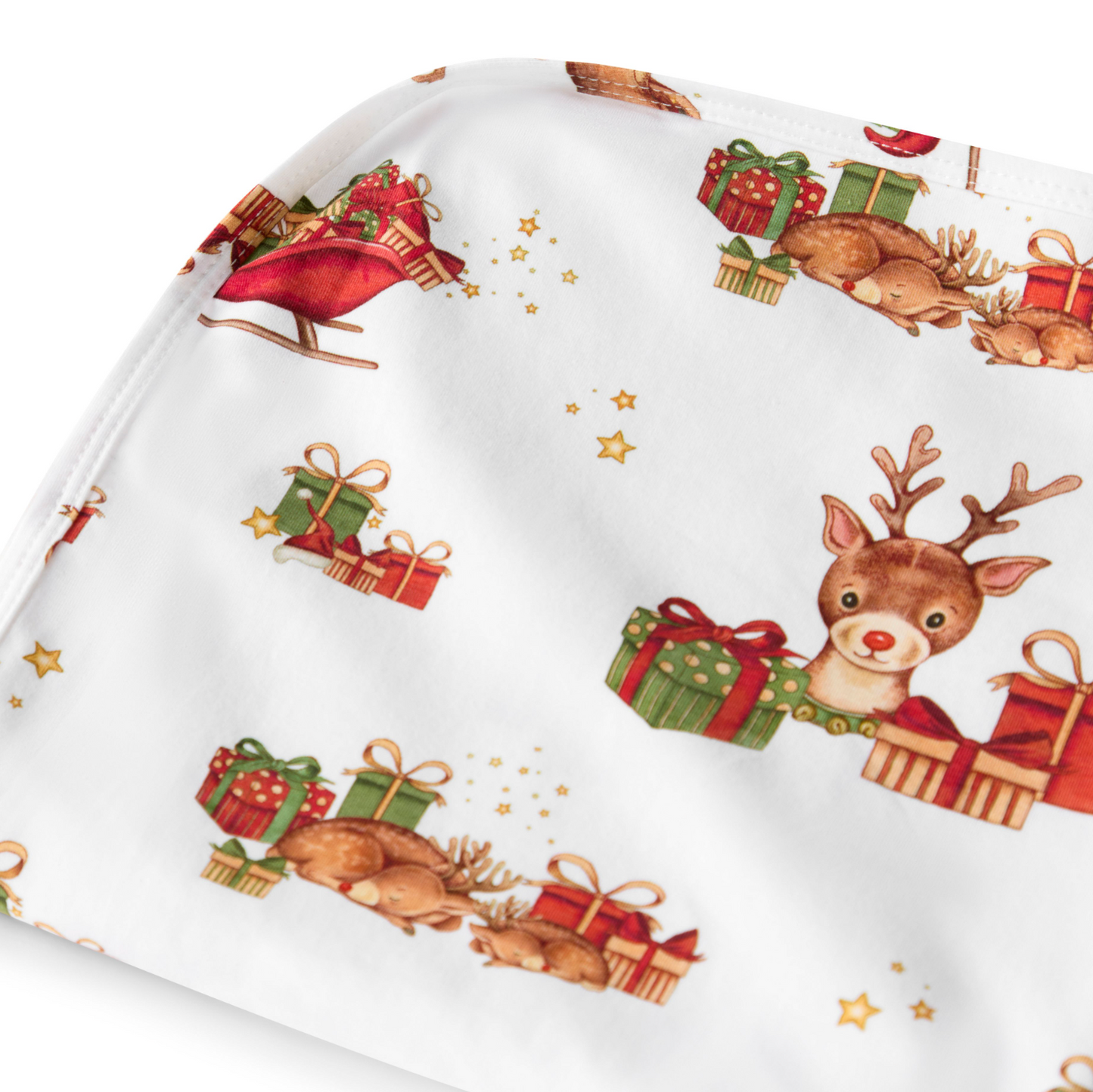 Reindeer Baby Jersey Wrap & Beanie Set