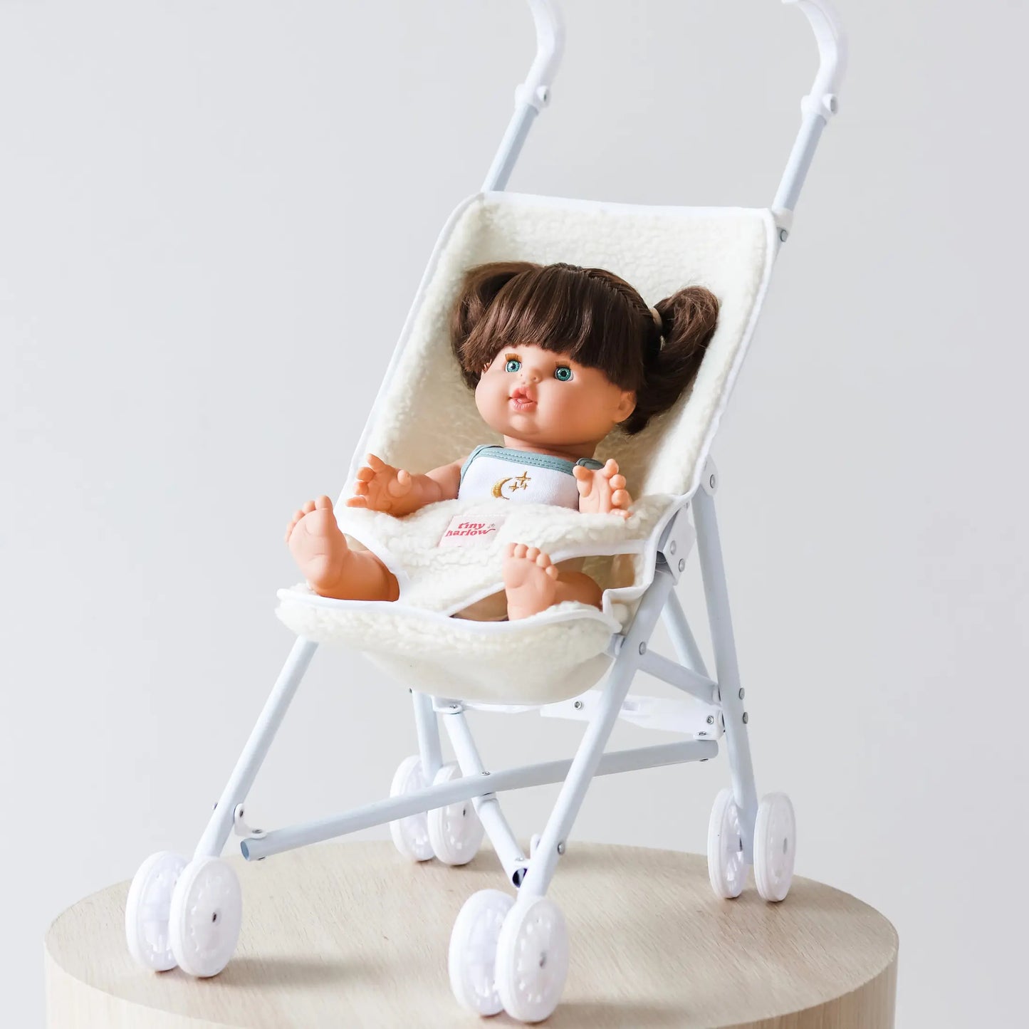 Tiny Harlow Folding Doll’s Stroller 2.0 - Cream Sherpa