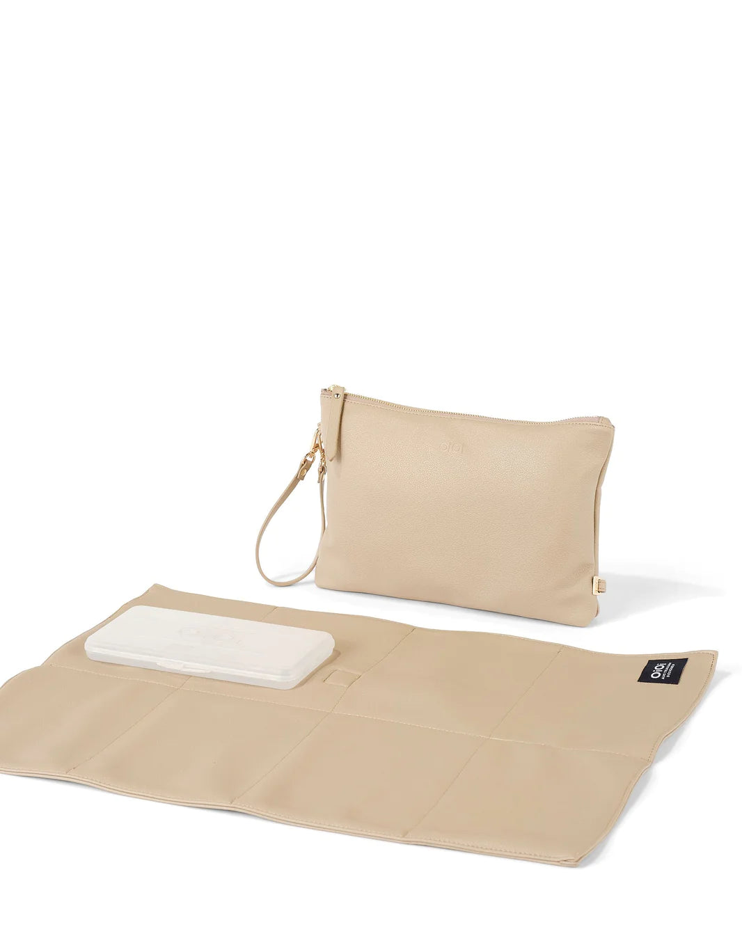 Faux Leather Nappy Changing Pouch - Oat
