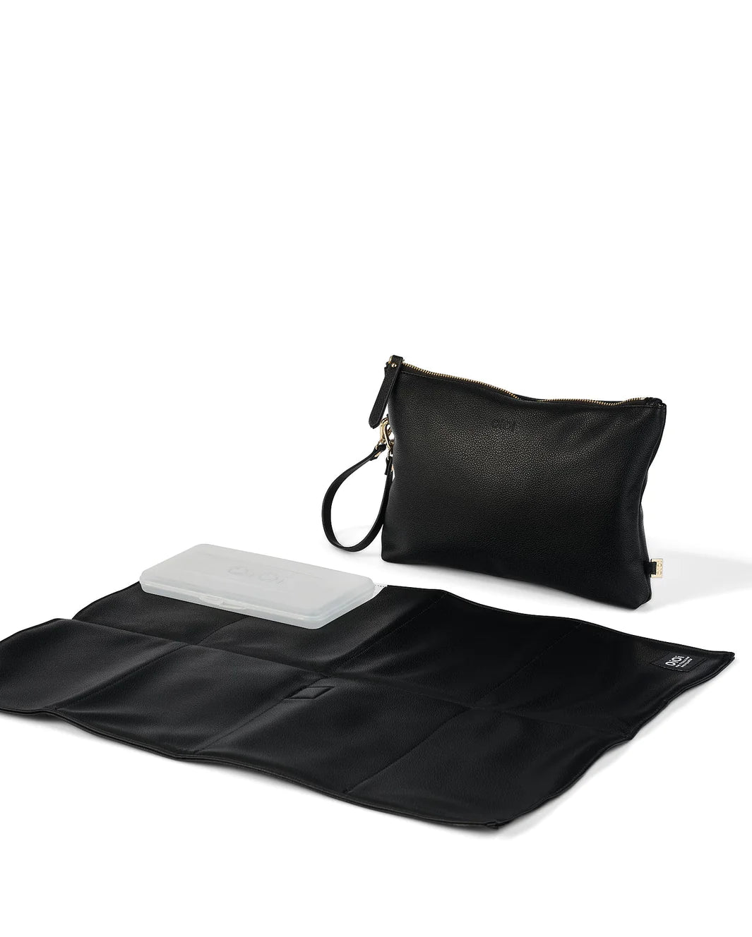 Faux Leather Nappy Changing Pouch - Black