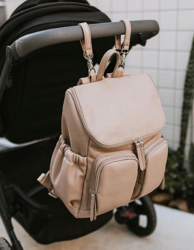 Signature Nappy Backpack - Oat Vegan Leather