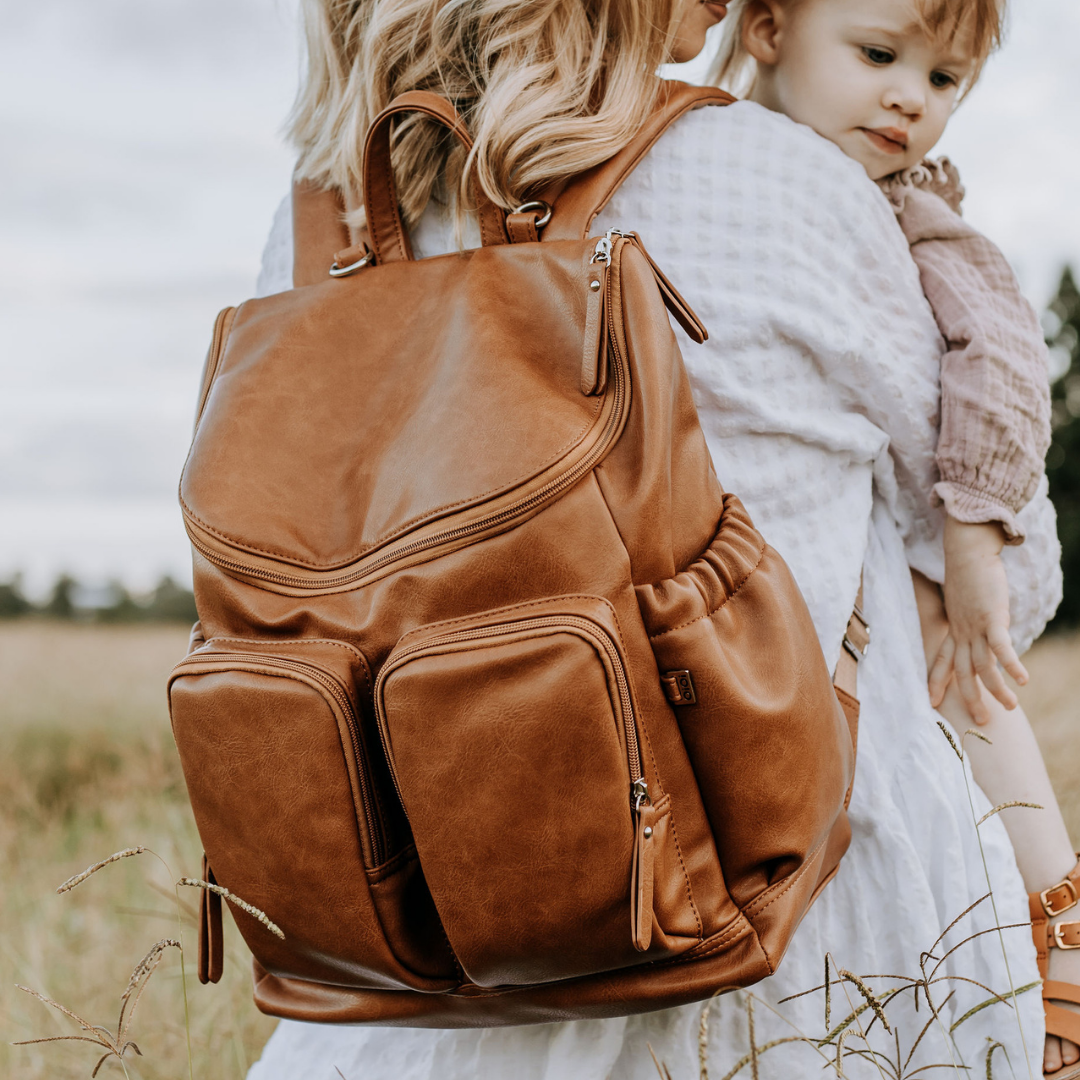 Signature Nappy Backpack - Tan Vegan Leather